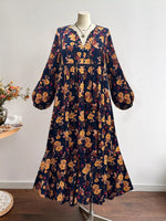 Plus Size Floral Print Tie Neck Short Sleeve Dress