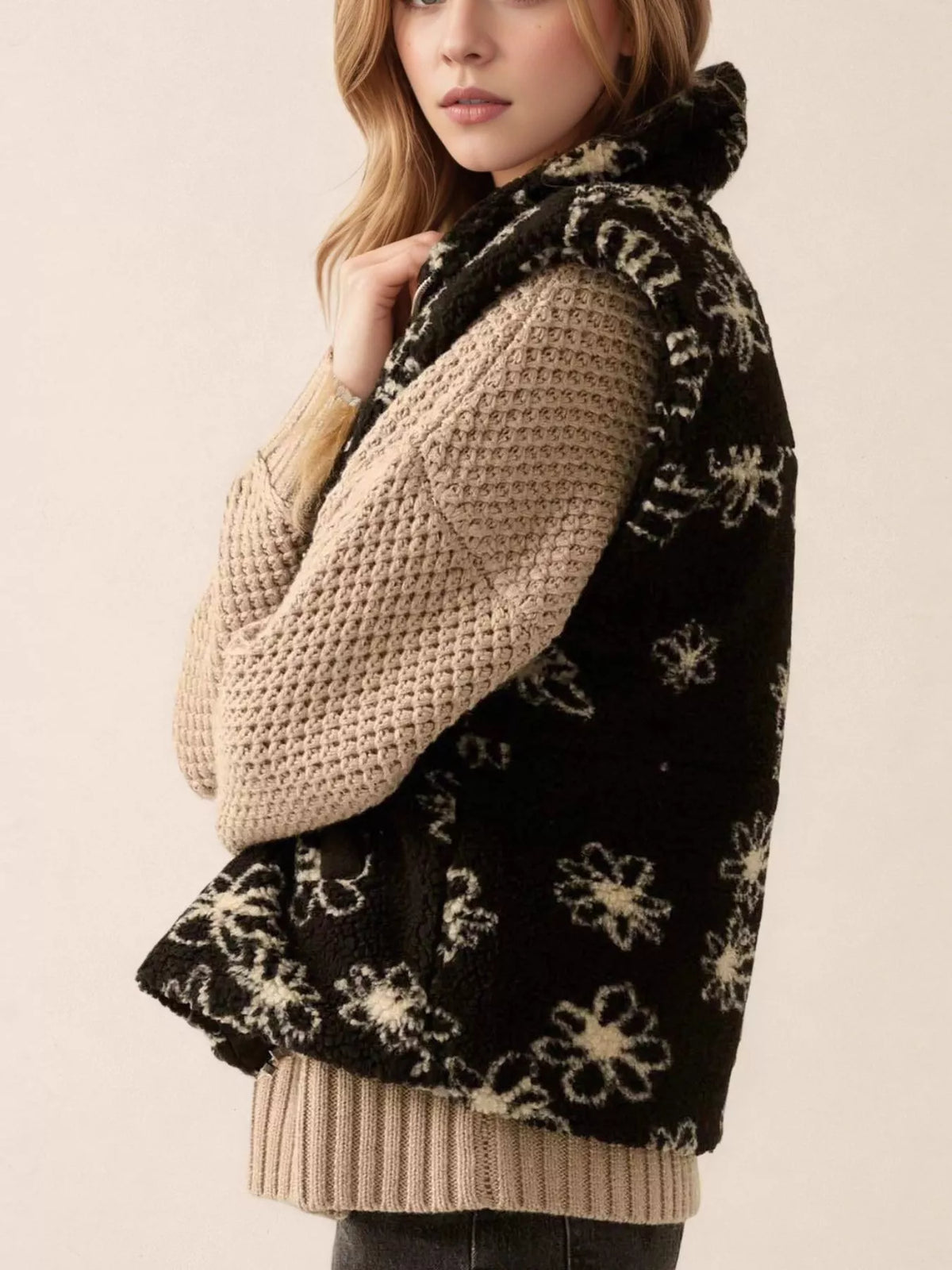 Zip Up Vest Coat with Pockets
