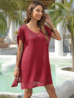 Crochet Trim Beach Cover Up Dress - Ladyez