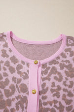 Leopard Button Down Short Sleeve Sweater Cardigan