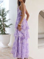 Tie-Dye Ruffled Layered Maxi Dress