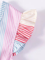 Children's Striped Ruffle Sleeve Casual Dress