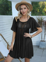 Openwork Flutter Sleeve Cover-Up Dress - Ladyez