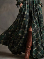 Plaid Button Front Maxi Shirt Dress