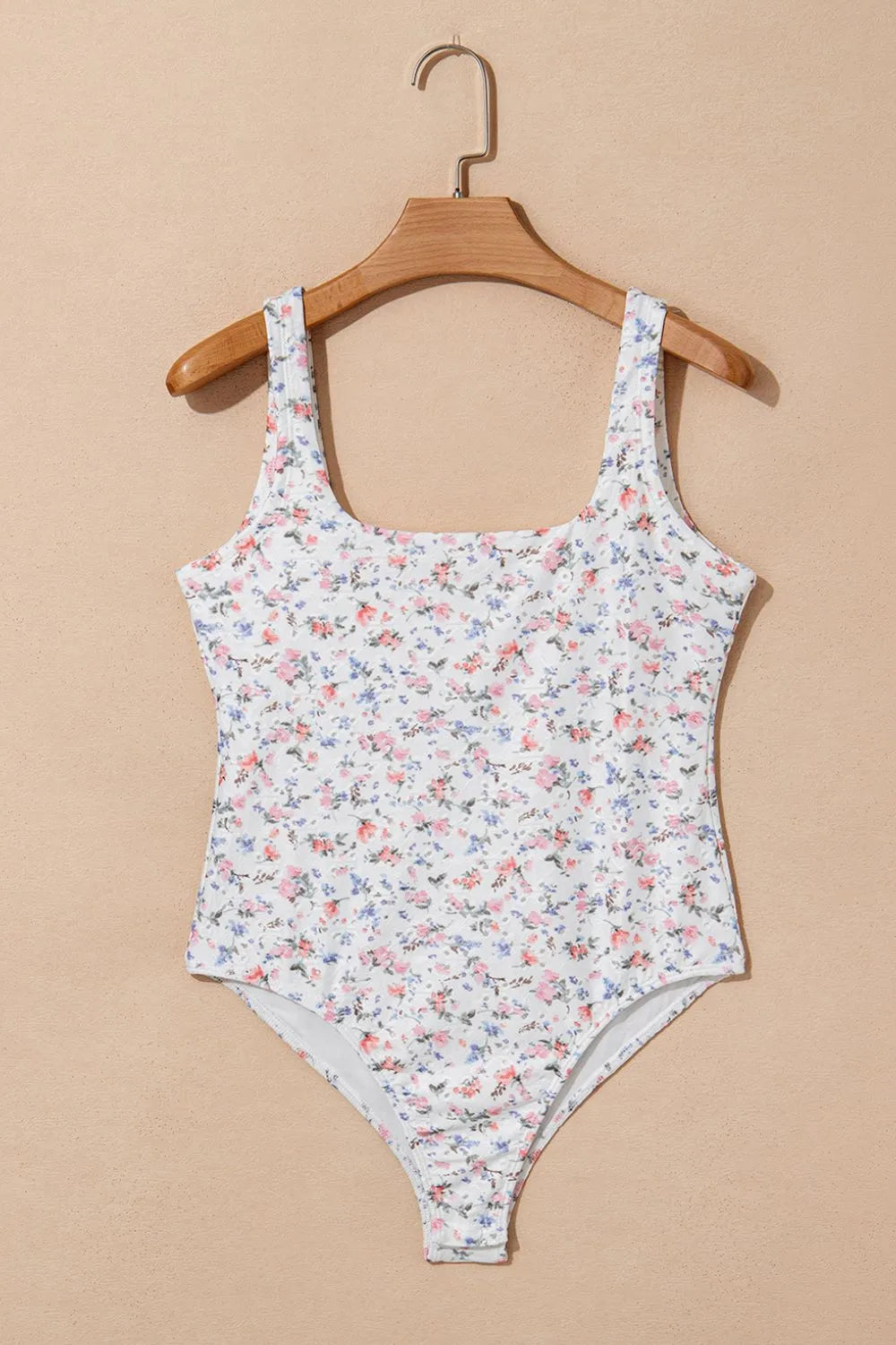 Floral Textured Square Neck Sleeveless Bodysuit - Ladyez