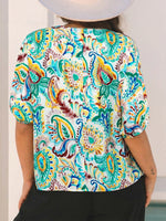 Paisley Floral Printed Puff Sleeve Blouse