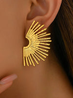 18K Gold-Plated Stainless Steel Sunburst Earrings