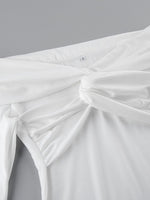 Twist Front Off-Shoulder Long Sleeve Top