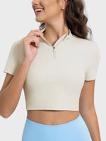 Millennia Quarter Zip Short Sleeve Active T-Shirt - Ladyez