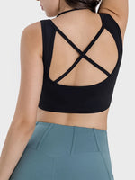 Millennia Crisscross Square Neck Active Tank - Ladyez