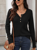 Waffle Knit Long Sleeve T-Shirt