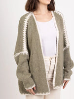 Contrast Trim Open Front Cardigan