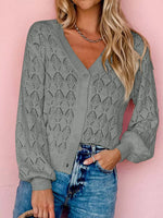 Buttoned Front Openwork Cardigan