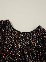 Sequin Long Sleeve Cutout Back Top