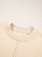 Front Center Seam Drop Shoulder Solid Sweater