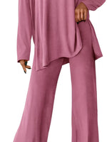 Casual Loose Long Sleeve Top and Wide Leg Pants Set