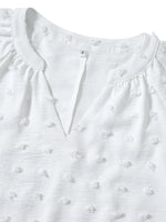 Swiss Dot Notched Half Se Blouse
