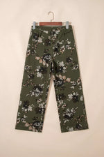 Vintage Style Floral Print High Waist Wide Leg Jeans