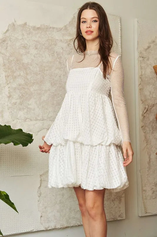 Davi & Dani Checker Print Side Pockets Textured Mini Dress - Ladyez