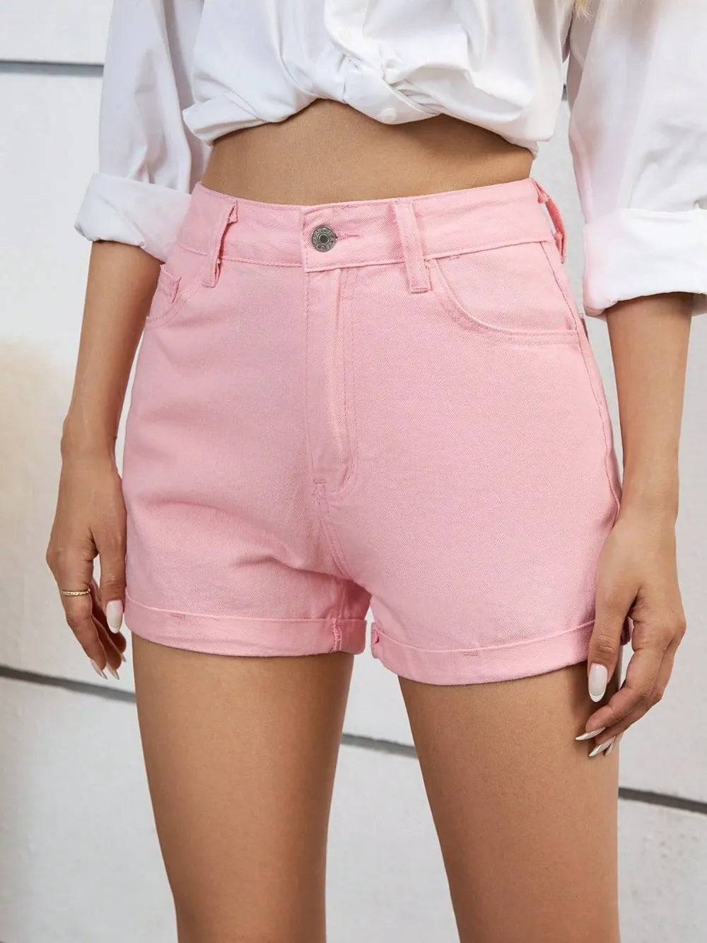 High Waist Denim Shorts - Ladyez