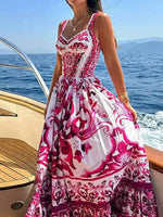 Smocked Printed Wide Strap Dress
