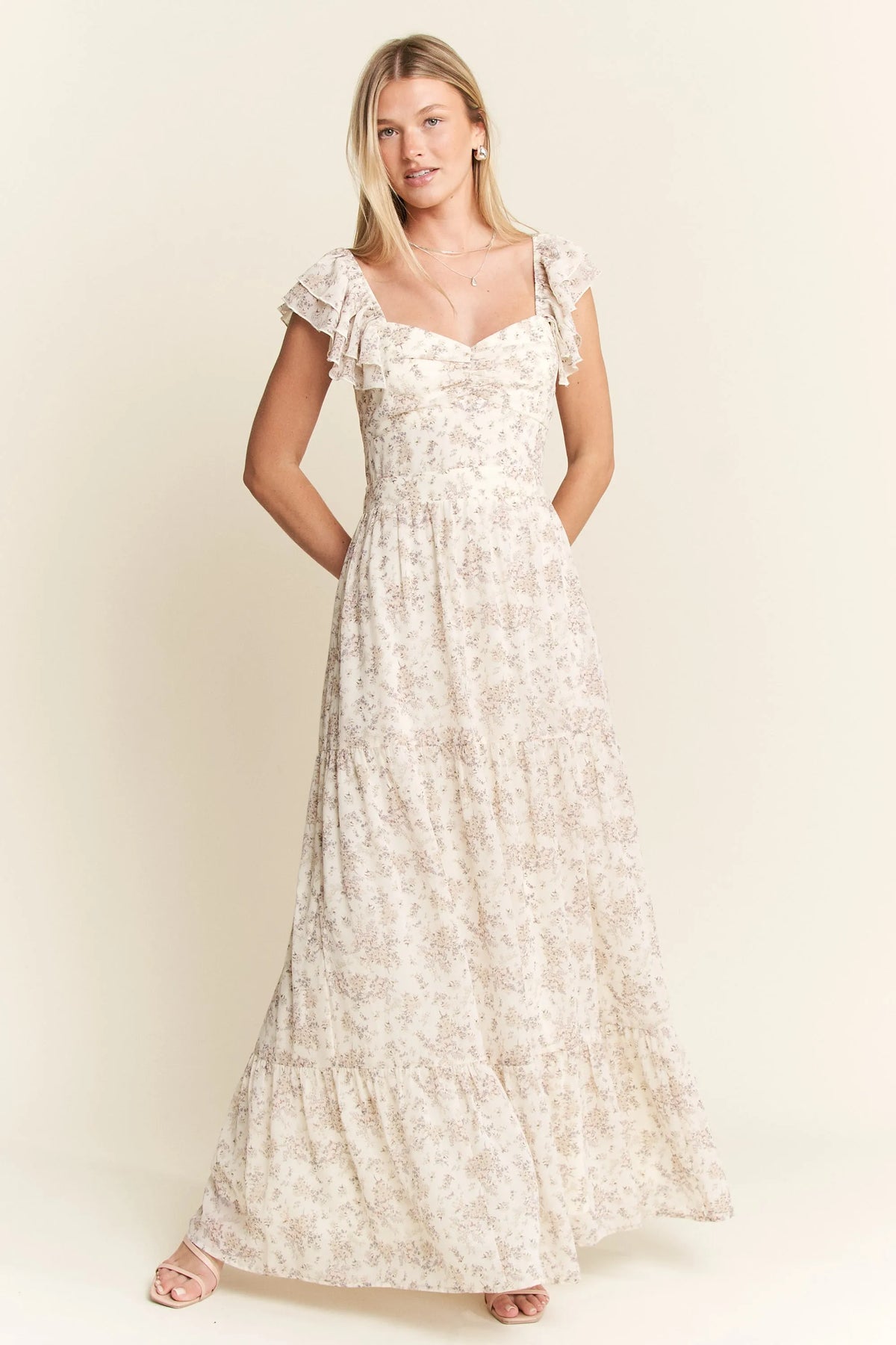 Jade By Jane Full Size Ruffle Sleeve Tiered Maxi Dress Plus Size - Ladyez