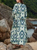Boho Print Long Sleeve Beach Cover-Up