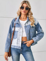 Snake Print Button Up Denim Jacket