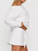Boat Neck Sweatshirt and Mini Skirt Set