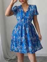 Floral Wrap Dress with Flutter Sleeves