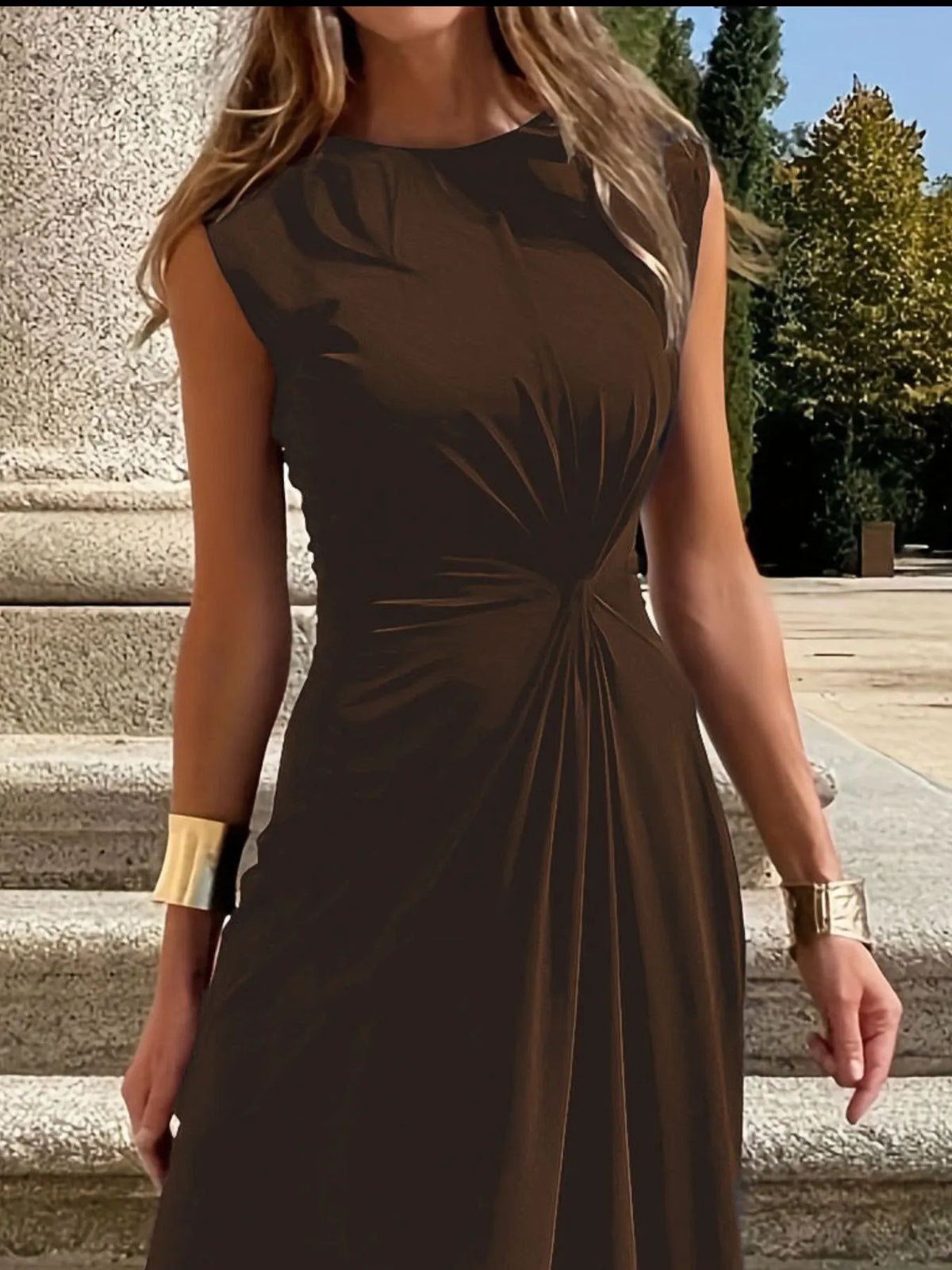 Round Neck Sleeveless Maxi Dress - Ladyez