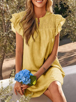 Floral Embossed Ruffle Sleeve Mini Dress