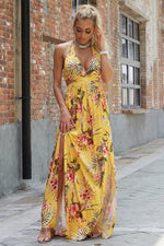 Halter Neck Split Dress - Ladyez