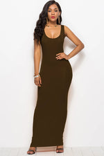 Scoop Neck Wide Strap Maxi Dress - Ladyez