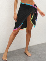 Rainbow Pompom Trim Swim Skirt - Ladyez