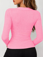 Full Size Ribbed Long Sleeve Slim Fit T-Shirt Plus Size