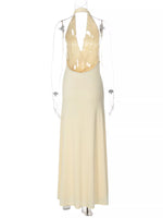 Split Backless Halter Neck Maxi Dress