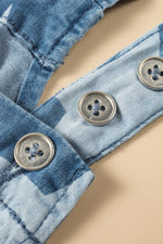 Star Print Buttoned Strap Wide Leg Denim Overalls - Ladyez