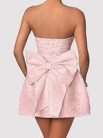 Lace-Up Sleeveless Satin Mini Dress with Bow - Ladyez