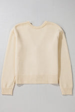 Bowknot Front V Neck Long Sleeve Sweater