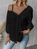 Asymmetrical Cold Shoulder Button Up Shirt