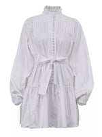 Button-Up Balloon Sleeve Mini Dress