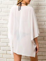 Open Front Half Sleeve Cover-Up - Ladyez
