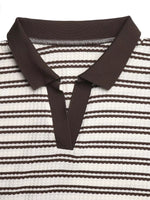 Striped Polo Collar Short Sleeve Top