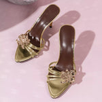 Floral Embellished High Heel Sandals