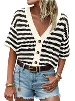 Striped Button Up Cardigan