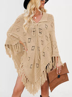 Fringe Openwork Knit Cover Up