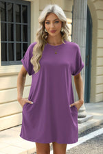 Florira Short Sleeve Mini Dress with Pockets - Ladyez