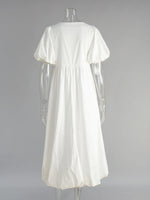 Puff Sleeve Round Neck Maxi Dress - Ladyez