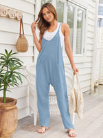 V-Neck Spaghetti Strap Jumpsuit - Ladyez